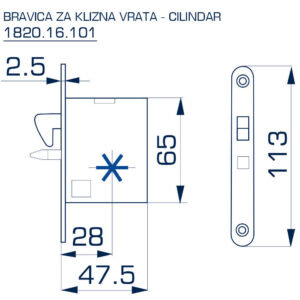 1820.16.101 BRAVICA ZA KLIZNA VRATA - RUČKA - Slika 2