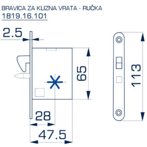 1819.16.101 BRAVICA ZA KLIZNA VRATA - CILINDAR - Slika 2