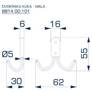 8814.00.101 DVOKRAKA KUKICA - MALA par 1/2 - Slika 2