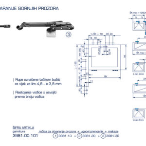 3981.00.101 GARNITURA ZA OTVARANJE GORNJIH PROZORA - VENTUS - Slika 2