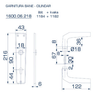 1600.06.249 GARNITURA BANE SA ŠTITOM ZA CILINDAR - Slika 2