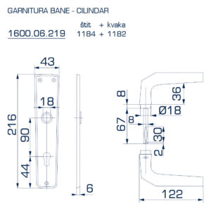 1600.06.219 GARNITURA BANE SA ŠTITOM ZA CILINDAR - Slika 2