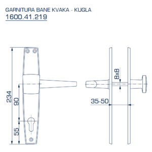 1600.41.247 GARNITURA KVAKA-KUGLA: 1181 ŠTIT + 1182 KVAKA+KUGLA - Slika 2