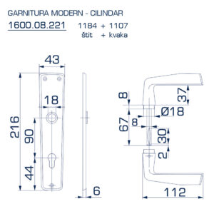 1600.08.221 GARNITURA MODERN SA ŠTITOM ZA CILINDAR - Slika 2