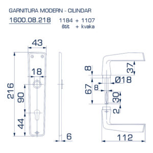 1600.08.247 GARNITURA MODERN SA ŠTITOM ZA CILINDAR - Slika 2