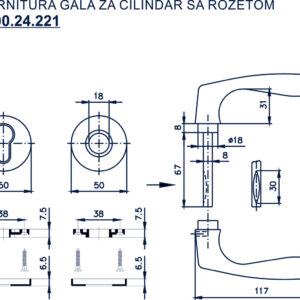 1600.24.221 GARNITURA GALA SA ROZETNOM ZA CILINDAR - Slika 2