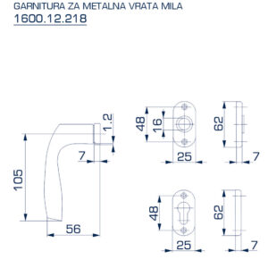1600.12.218 GARNITURA ZA METALNA VRATA MILA - Slika 2