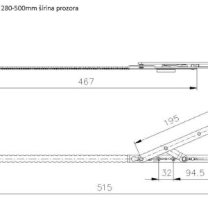 2455.03.101 MAKAZE "0" - 280-500mm širina prozora - Slika 3