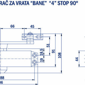 HIDRAULIČNI ZATVARAČ ZA VRATA "BANE" "4" STOP 90° 40-65 KG - Slika 2