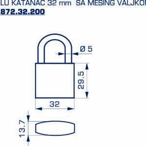 8872.32.200 AL KATANAC 32MM SA MESING VALJKOM - Slika 2