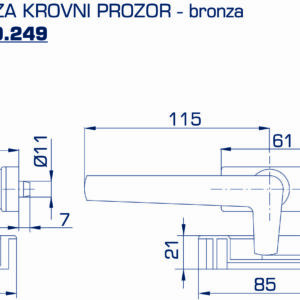2270.00.249 RUCICA ZA KROVNI PROZOR - BRONZA PLASTIFICIRANO - Slika 2