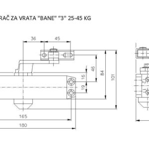HIDRAULIČNI ZATVARAČ ZA VRATA "BANE" "3" 25-45 KG - Slika 2
