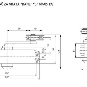 HIDRAULIČNI ZATVARAČ ZA VRATA "BANE" "5" 60-85 KG - Slika 2