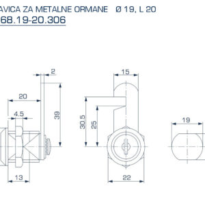 3768.19-20.306 Ø 19, L 20 BRAVICA ZA METALNE ORMANE - Image 2