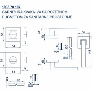 1093.70.107 GARNITURA KVAKA IVA SA ROZETNOM I DUGMETOM ZA SANITARNE PROSTORIJE - Slika 2