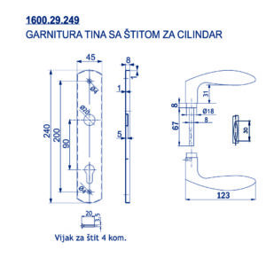 1600.29.249 GARNITURA TINA SA ŠTITOM ZA CILINDAR BRONZA - Slika 2