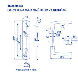 1600.69.247 GARNITURA MAJA SA DUŽIM ŠTITOM ZA CILINDAR - Slika 2