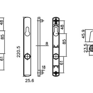 1600.10.212 GARNITURA KVAKA UNA ZA AL I PVC VRATA SA ŠTITOM ZA CILINDAR RAZMAK 85MM BELA - Slika 2