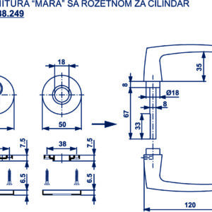 1600.88.249 GARNITURA MARA SA ROZETNOM ZA CILINDAR BRONZA - Slika 2