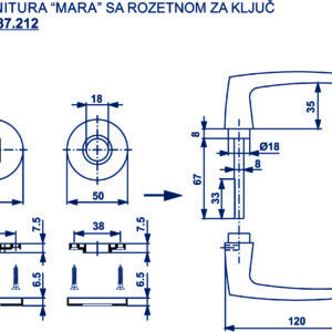 1600.87.212 GARNITURA MARA SA ROZETNOM ZA KLJUČ BELA - Slika 2
