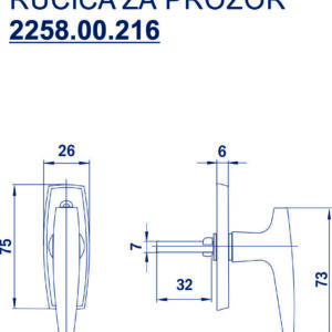 2258.00.216 RUČICA ZA PROZOR - CRNA - PLASTIFICIRANA - Slika 2