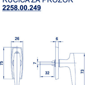 2258.00.249 RUČICA ZA PROZOR - BRONZA - PLASTIFICIRANA - Slika 2