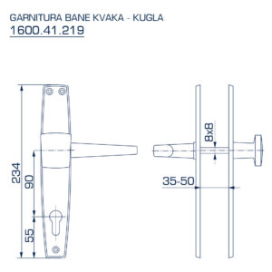 1600.41.249 GARNITURA KVAKA-KUGLA: 1181 ŠTIT + 1182 KVAKA+KUGLA - Slika 2