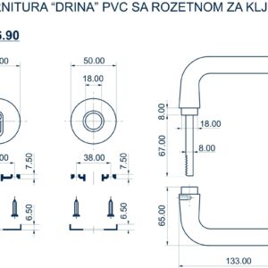 1706.90.632 GARNITURA DRINA PVC SA ROZETOM ZA KLJUČ CRNA - Slika 2