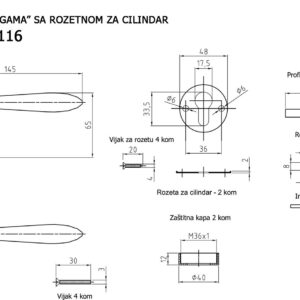 1705.90.116 GARNITURA GAMA SA ROZETNAMA ZA CILINDAR - Slika 2