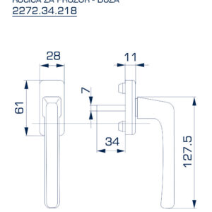 2272.34.212 RUČICA ZA PROZOR - DUŽA BELA PLASTIFIKACIJA - Slika 2